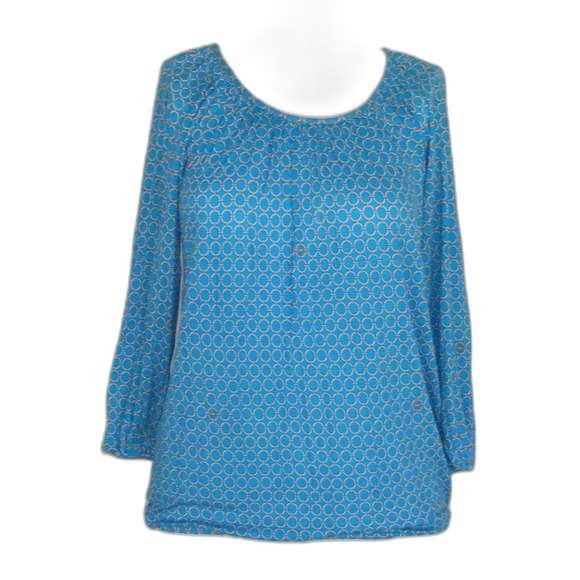 MICHAEL KORS Blouse/Top, XS, LOGO, Blue Interlinked Chains print, MK - Picture 7 of 11